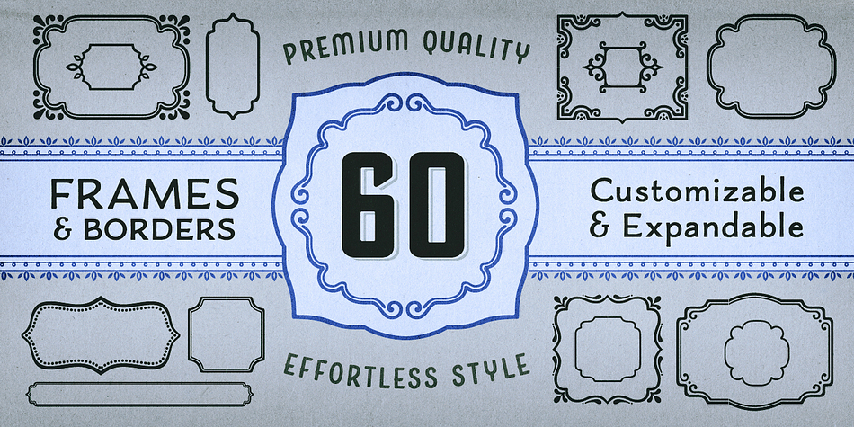Boucherie Frames is part of the Boucherie Collection – a series of 16 distinct, yet related typefaces.