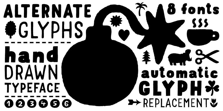 It has uppercase and lowercase characters with up to three alternate glyphs.