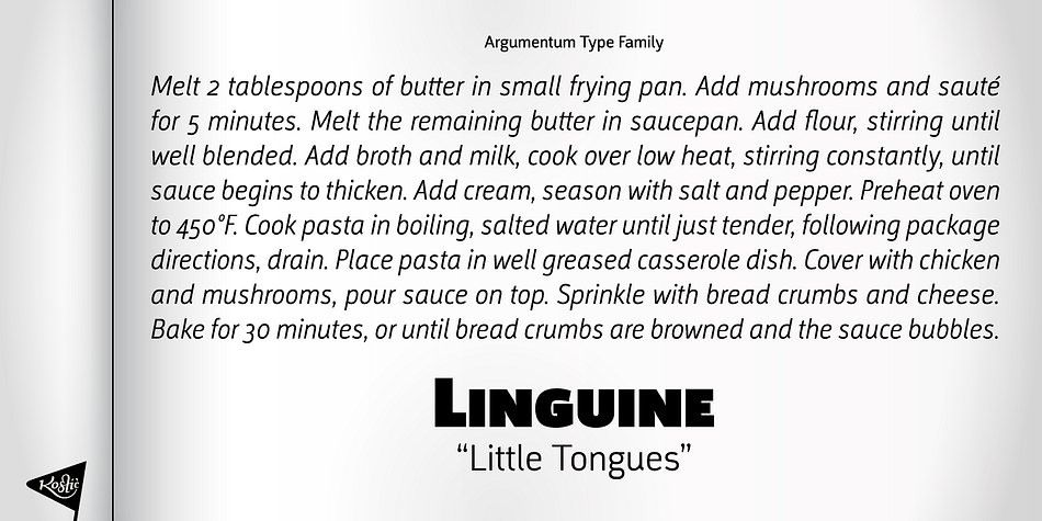 Highlighting the Argumentum font family.